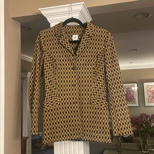 cabi navy gold print jacket size M